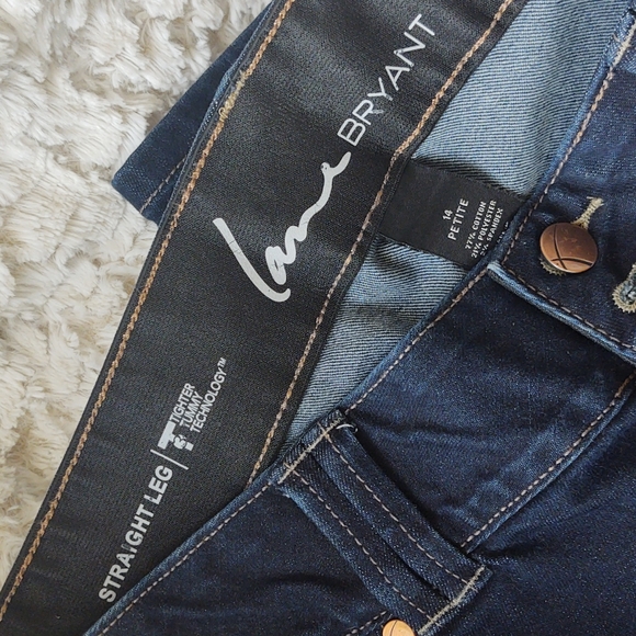 Lane Bryant Straight leg Tighter Tummy Technology Dark Wash Jeans: 14 petite - Picture 5 of 5